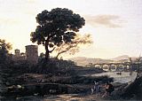Claude Lorrain Famous Paintings - Landscape with Shepherds the Pont Molle